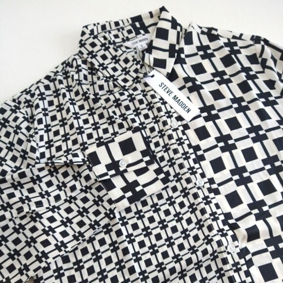 Oversized B&W Dress Blouse* - Picture 1 of 12